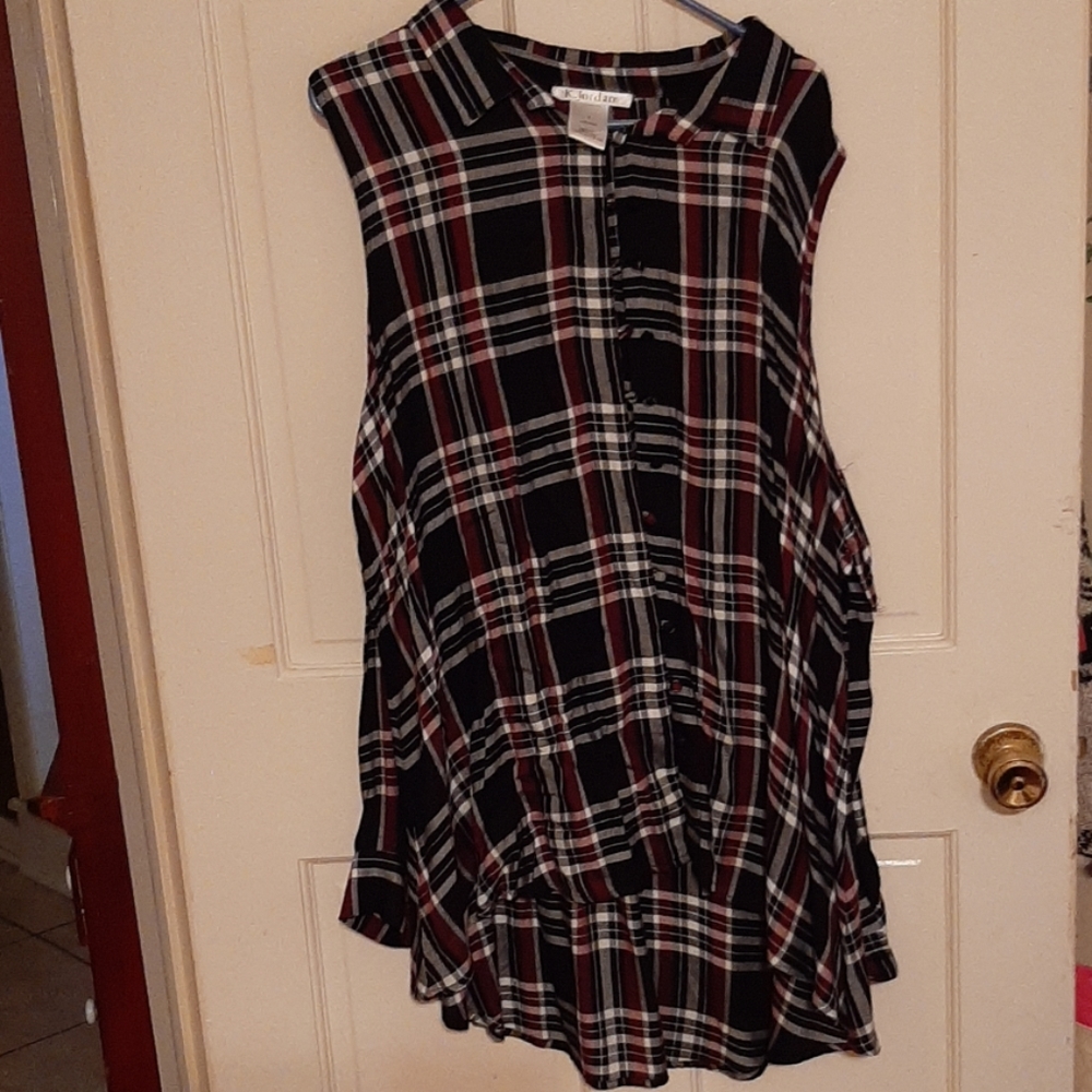 Plaid long short shirt